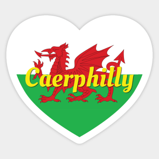 Caerphilly Wales UK Wales Flag Heart Sticker